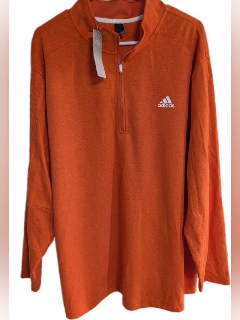 NWT MENS ADIDAS ORANGE LONG SLEEVE Light Sweatshirt 1/4 ZIP SHIRT SIZE 2XL XXL
